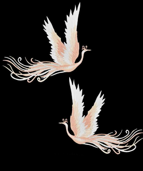 Phoenix Dance Embroidered Hair Clips