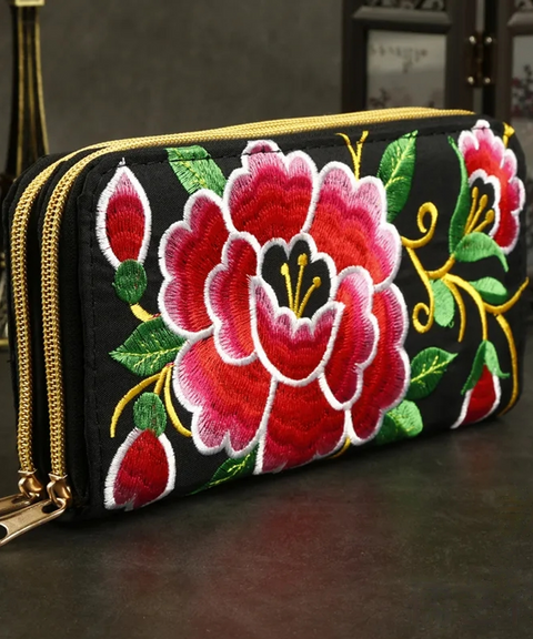 Roses Ethnic Embroidery Clutch