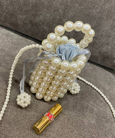Embellished Pearl Clutch Bag