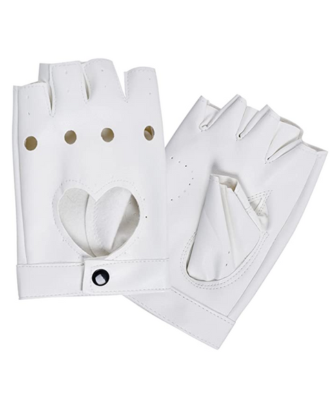 Heart Cutout Leather Fingerless Gloves