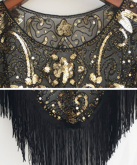 Classic Sparkling Sequin Shawl with Tassels