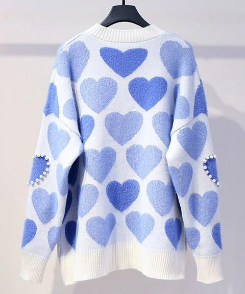 Sweet Heart Pearl Beaded Sweater