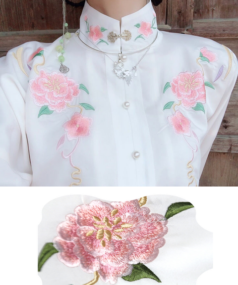 Blooming Peony Embroidered Top