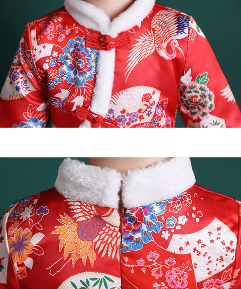 New Year Kids' Brocade Winter Qipao Dress