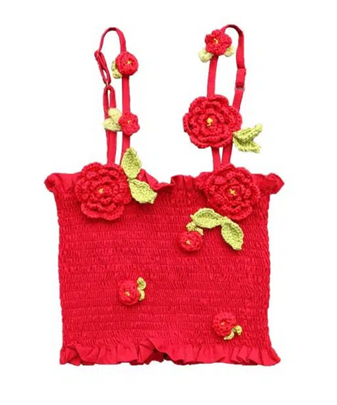 Rose Crochet Ruffle Cami Top
