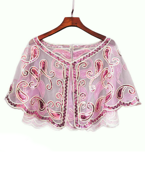 Butterfly Sparkling Sequin Capelet Shawl