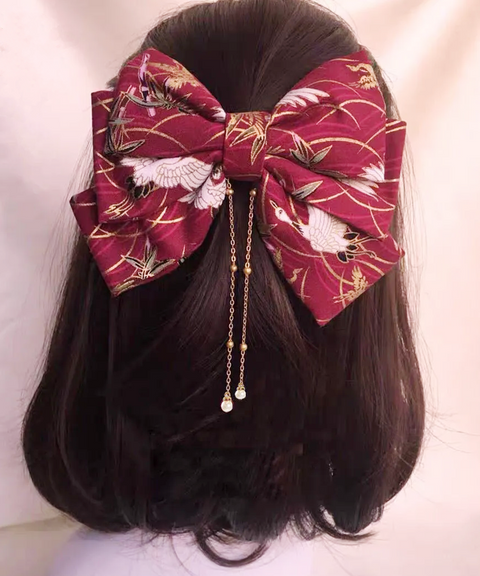 Japanese Decorative Hair Bow Clips with Tassels