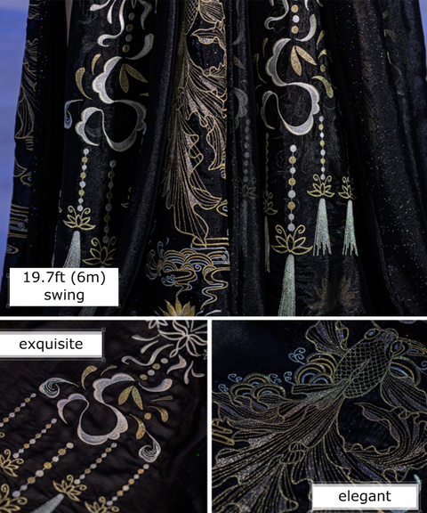 Phoenix Spirit of Adventure Black & Gold Embroidered Gown Set