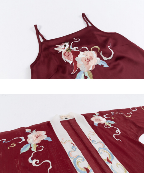 Nine-Tail Foxy Charm Embroidered Gown Set