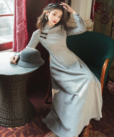 Vintage Cheongsam Sweater Dress