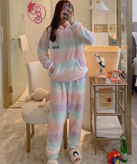 Kawaii Rainbow Bunny Plush Pajama