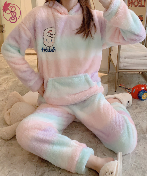 Kawaii Rainbow Bunny Plush Pajama