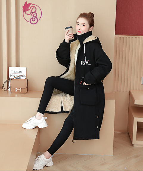Lamb Wool Oversized Hooded Coat