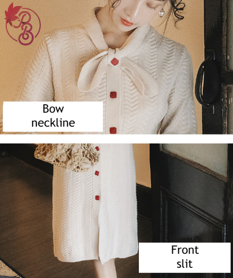 Velvet Buttons Knit Dress