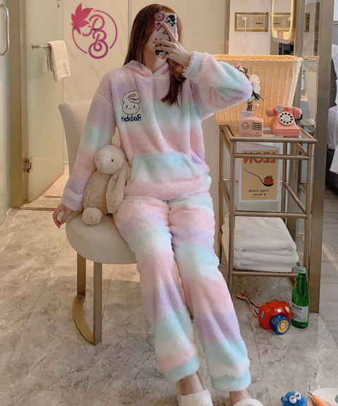 Kawaii Rainbow Bunny Plush Pajama