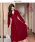 Midi Red Velvet Dress