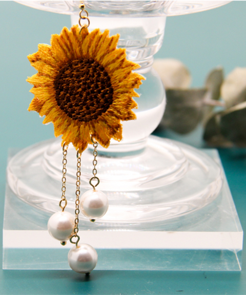 Sunflower Embroidered Earring