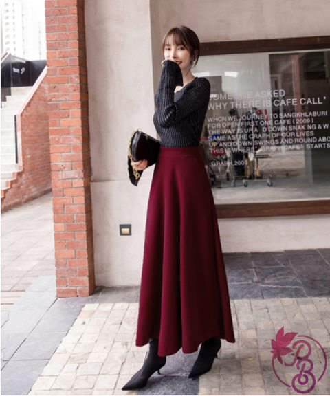 Wool High-Waisted Flared Skirt