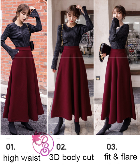Wool High-Waisted Flared Skirt