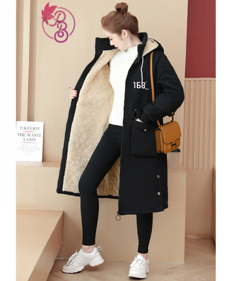 Lamb Wool Oversized Hooded Coat
