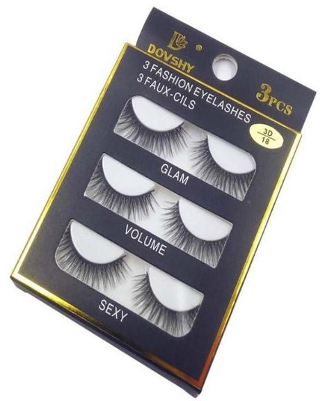 3D Long Voluminous False Eyelashes (Set of 3)